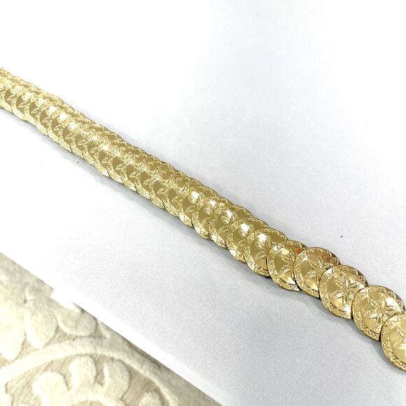 00s Vintage Gold Sand Dollar Medallion Belt - Picture 11 of 13